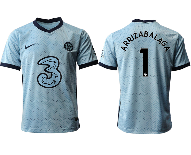 Men 2020-2021 club Chelsea away aaa version #1 Light blue Soccer Jerseys->->Soccer Club Jersey